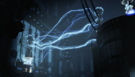 Tesla coils in the final game.