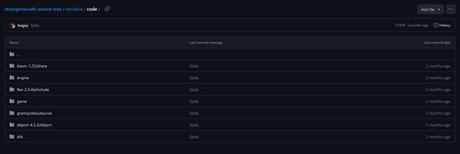 Screenshot of the source tree repo